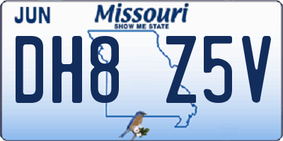 MO license plate DH8Z5V
