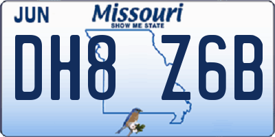 MO license plate DH8Z6B