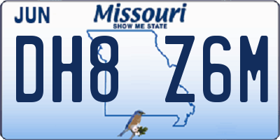 MO license plate DH8Z6M