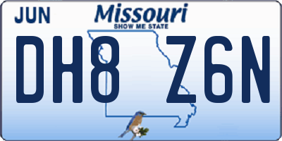 MO license plate DH8Z6N