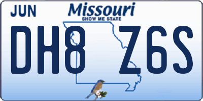 MO license plate DH8Z6S