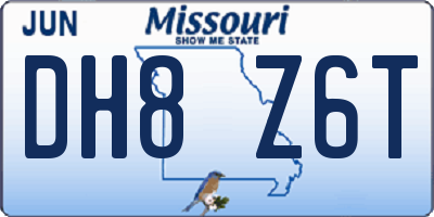 MO license plate DH8Z6T