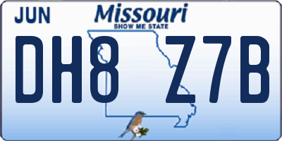 MO license plate DH8Z7B