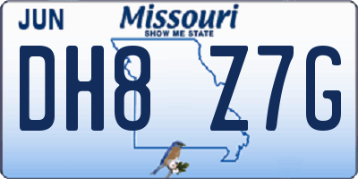 MO license plate DH8Z7G