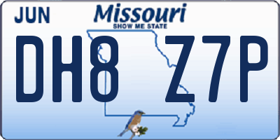 MO license plate DH8Z7P