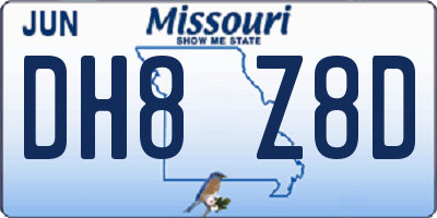 MO license plate DH8Z8D