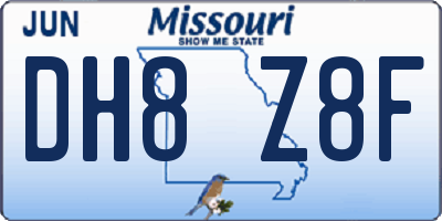 MO license plate DH8Z8F