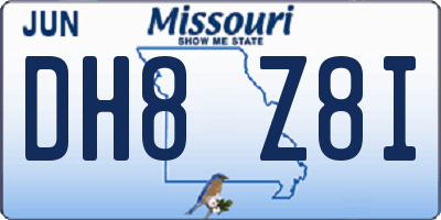 MO license plate DH8Z8I