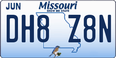 MO license plate DH8Z8N