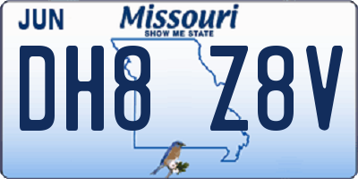 MO license plate DH8Z8V
