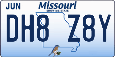 MO license plate DH8Z8Y