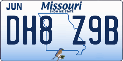 MO license plate DH8Z9B