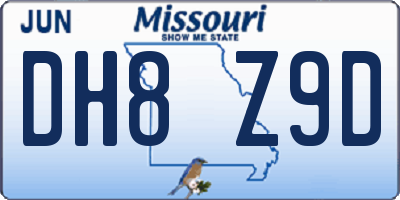 MO license plate DH8Z9D