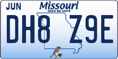 MO license plate DH8Z9E