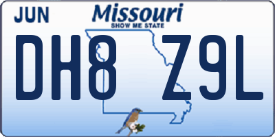 MO license plate DH8Z9L