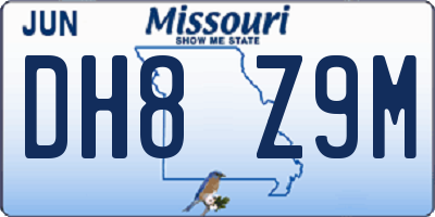 MO license plate DH8Z9M