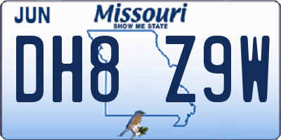 MO license plate DH8Z9W