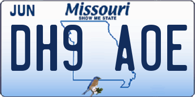 MO license plate DH9A0E