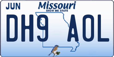 MO license plate DH9A0L