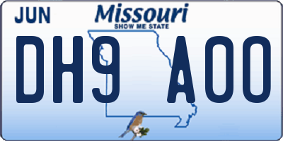 MO license plate DH9A0O