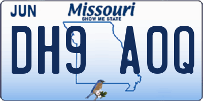 MO license plate DH9A0Q