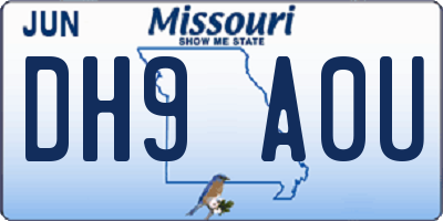 MO license plate DH9A0U