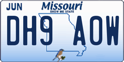 MO license plate DH9A0W
