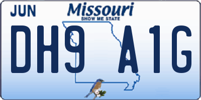 MO license plate DH9A1G