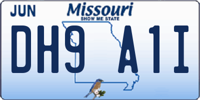 MO license plate DH9A1I