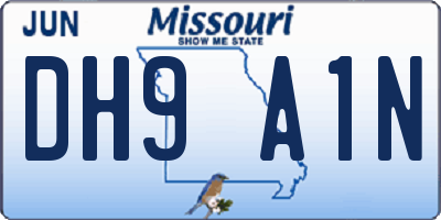 MO license plate DH9A1N