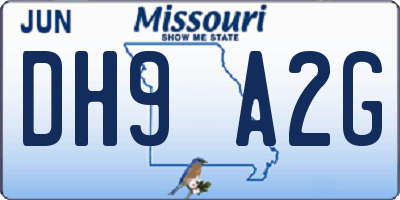 MO license plate DH9A2G