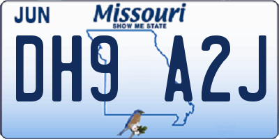 MO license plate DH9A2J