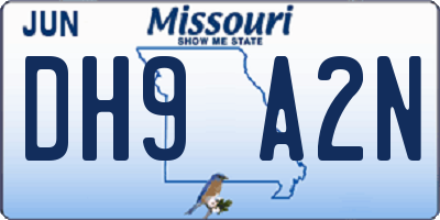 MO license plate DH9A2N