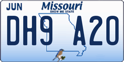 MO license plate DH9A2O