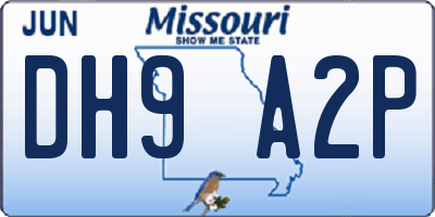 MO license plate DH9A2P