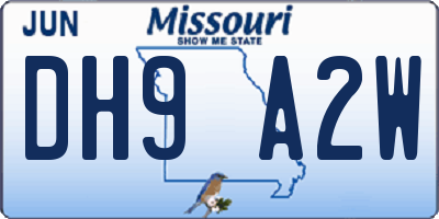 MO license plate DH9A2W