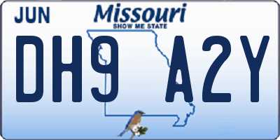 MO license plate DH9A2Y