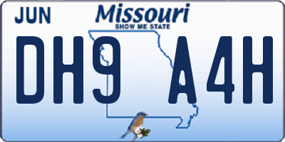MO license plate DH9A4H