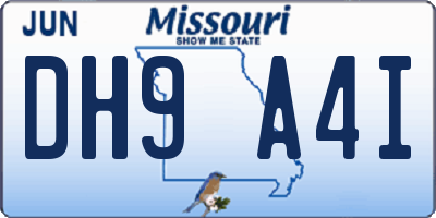 MO license plate DH9A4I