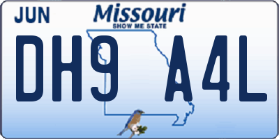 MO license plate DH9A4L