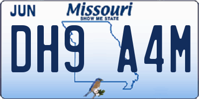MO license plate DH9A4M