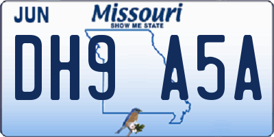 MO license plate DH9A5A