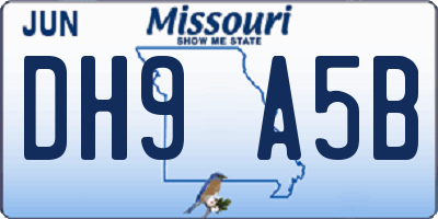 MO license plate DH9A5B