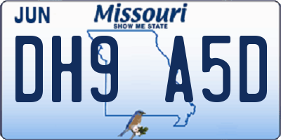 MO license plate DH9A5D