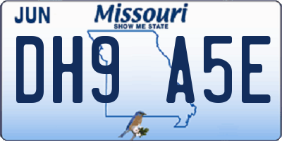MO license plate DH9A5E