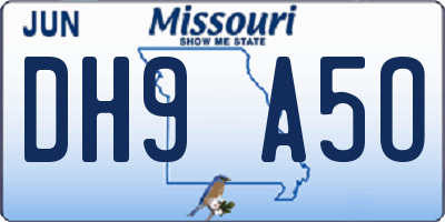 MO license plate DH9A5O