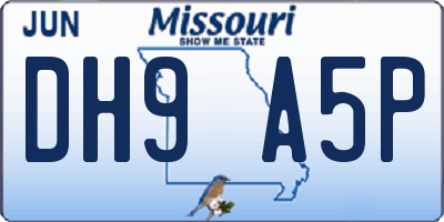 MO license plate DH9A5P