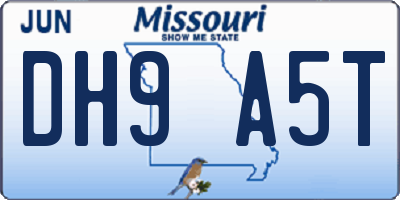 MO license plate DH9A5T
