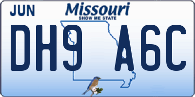 MO license plate DH9A6C