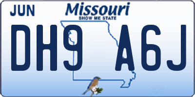 MO license plate DH9A6J